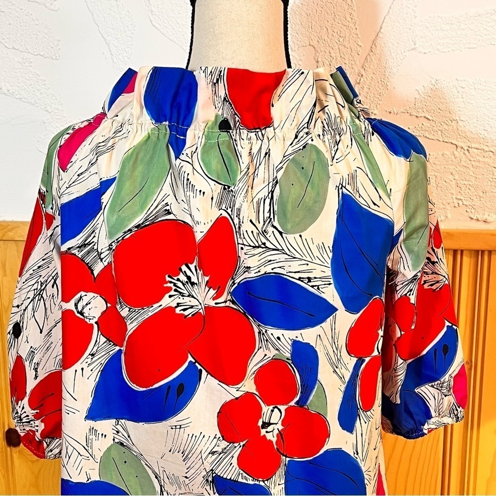Sara Campbell Colorful Cotton Print Top Sz-XS - Picture 6 of 10